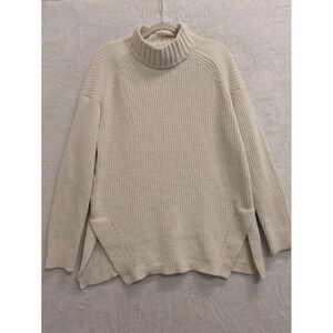 A New Day Womens M Cream Waffle Knit‎ Mock Neck Pullover Sweater